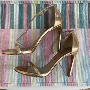Stuart Weitzman Gold Nudist Heeled Sandals